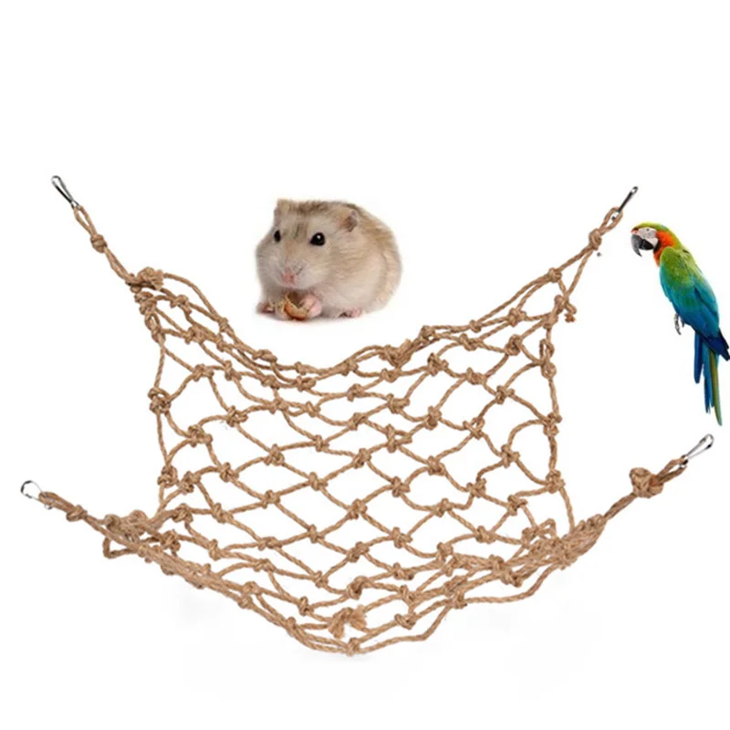 

Parrot Hamster Sugar Glider Hemp Rope Climbing Net Hammock Hanging Toy Bed Tunnel Cage Small Pet Bird Playing Supply
