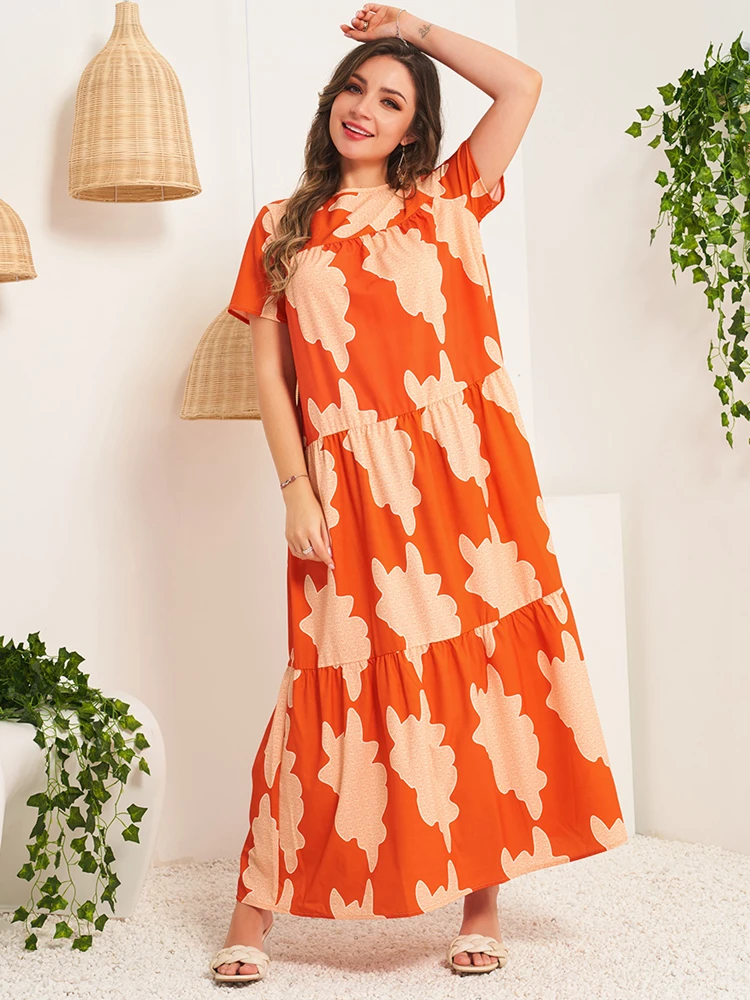 2022 Summer New Style Women's Fashion Temperament Round Neck Short Sleeve Long Holiday Sweet Pleated Big Swing Dress
2022 Summer New Style Women's Fashion Temperament Round Neck Short Sleeve Long Holiday Sweet Pleated Big Swing Dress