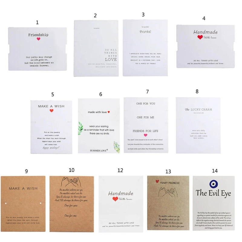 100Pieces Friendship Wish Blessing Handmade DIY Necklace Bracelet Earring Coated Paper Jewelry Card Message Card Wish
100Pieces Friendship Wish Blessing Handmade DIY Necklace Bracelet Earring Coated Paper Jewelry Card Message Card Wish