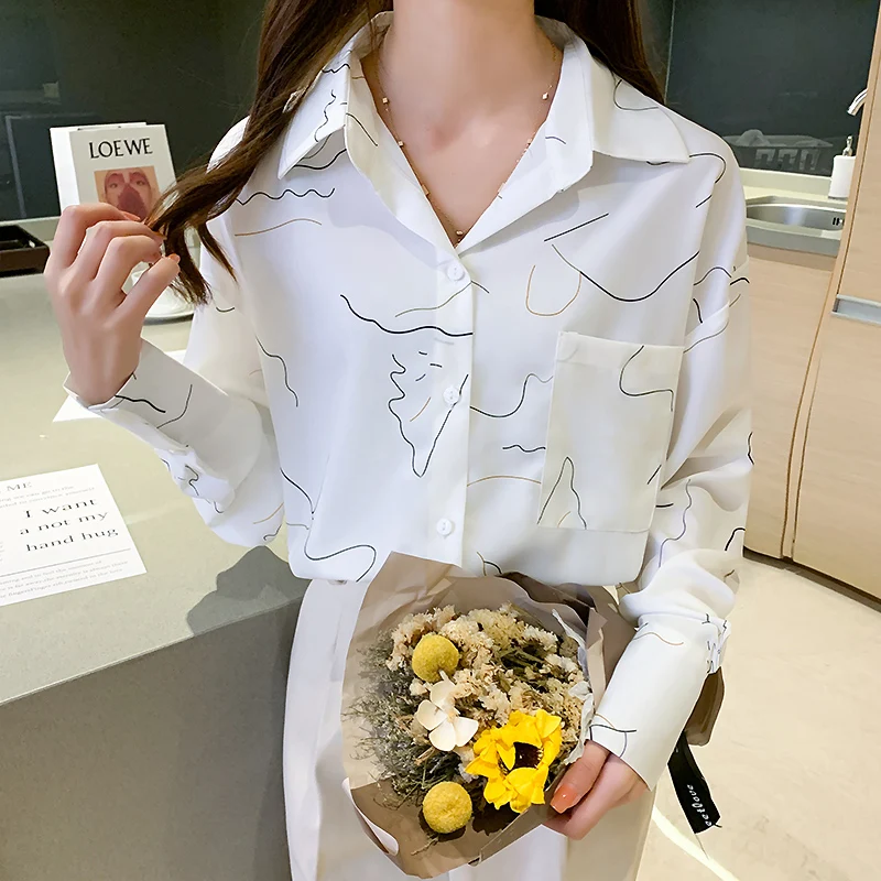 COIGARSAM Brief Full Sleeve Shirt Womens tops New Spring Print Chiffon Loose Women shirts 6603
COIGARSAM Brief Full Sleeve Shirt Womens tops New Spring Print Chiffon Loose Women shirts 6603