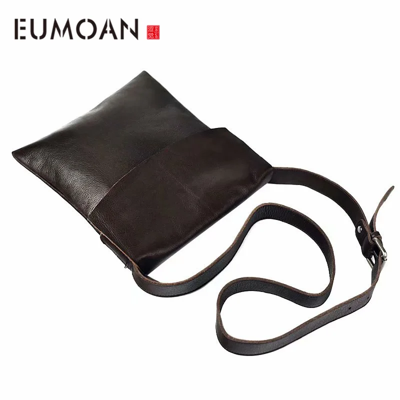 Фото EUMOAN оригинальная кожаная простая сумка через плечо мужская мягкая | Багаж и сумки