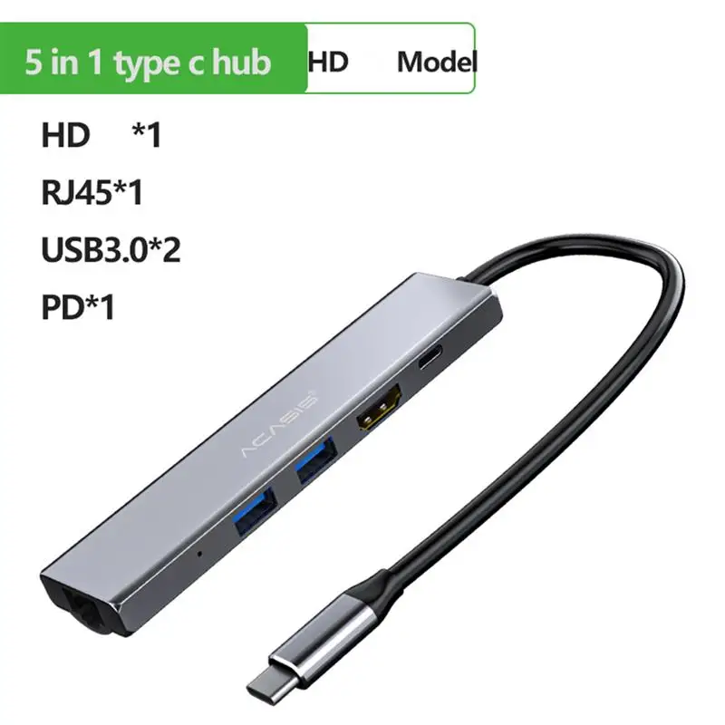 ACASIS 5 in 1 Type C HUB USB 3.0 HDMI-Compatible RJ45 Lan HUB PD Quick Charger Adapter Splitter For MacBook Pro Laptop
ACASIS 5 in 1 Type C HUB USB 3.0 HDMI-Compatible RJ45 Lan HUB PD Quick Charger Adapter Splitter For MacBook Pro Laptop