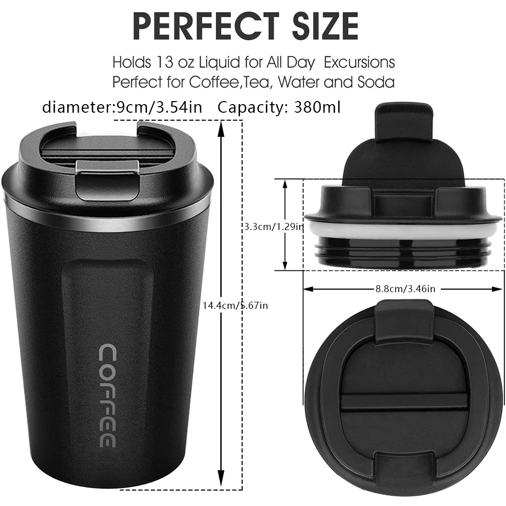 380ml Double Walled Vacuum Insulation Reusable Stainless Steel Insulated Coffee Cup Travel Mug Leakproof Lid Non-Slip Case
380ml Double Walled Vacuum Insulation Reusable Stainless Steel Insulated Coffee Cup Travel Mug Leakproof Lid Non-Slip Case
