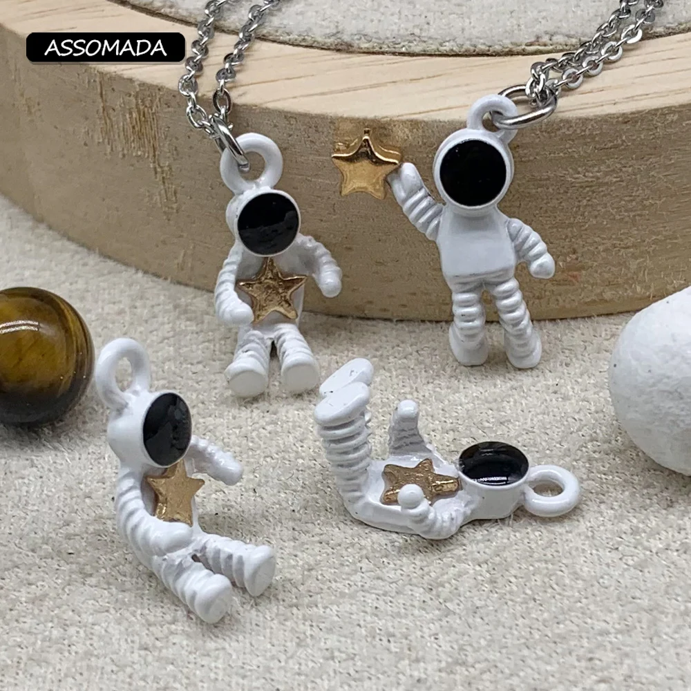 

DIY Couple Alloy Enamel Astronaut Stars Charms Alien Pendants For Jewelry Making Bracelets Necklaces Handmade Craft ASSOMADA