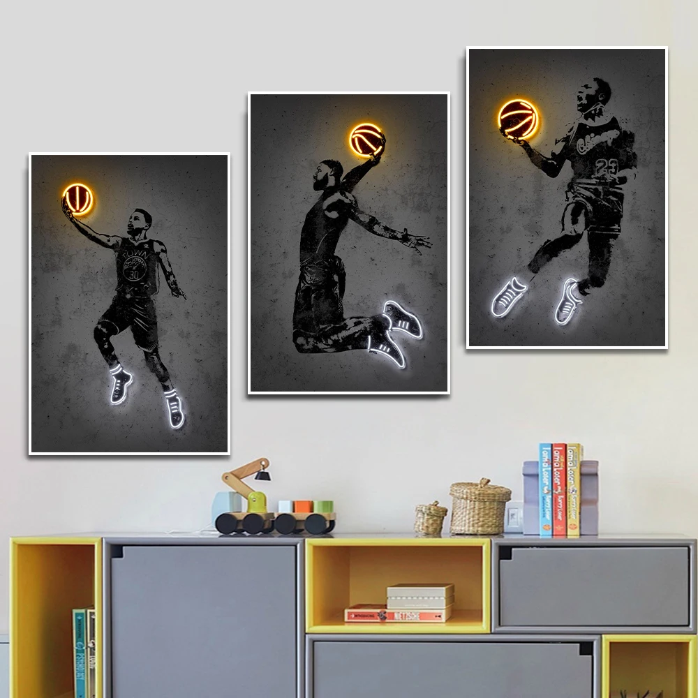 Neon Art Portrait Dunk Poster Print Wall Art Canvas Sports Painting Basketball Star Dunk Pictures for Living Room Home Decor
Neon Art Portrait Dunk Poster Print Wall Art Canvas Sports Painting Basketball Star Dunk Pictures for Living Room Home Decor