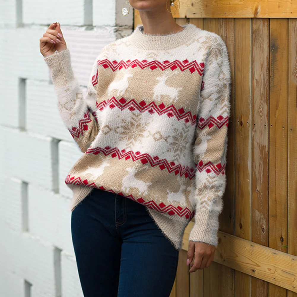 Женский Теплый свитер с оленем Толстый Пуловер вязаный для зимы 2019 | Женская