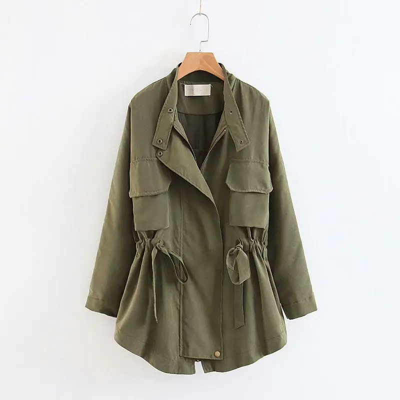 Spring Autumn Women's Thin Top Mid-length Lace-up Drawstring Loose Windbreaker Trench
Spring Autumn Women's Thin Top Mid-length Lace-up Drawstring Loose Windbreaker Trench