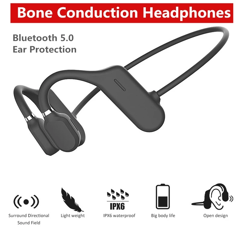 Bluetooth 5.0 Wireless Headphones Bone Conduction Earphone Waterproof Outdoor Sport Headset with Microphone Handsfree Headset
Bluetooth 5.0 Wireless Headphones Bone Conduction Earphone Waterproof Outdoor Sport Headset with Microphone Handsfree Headset