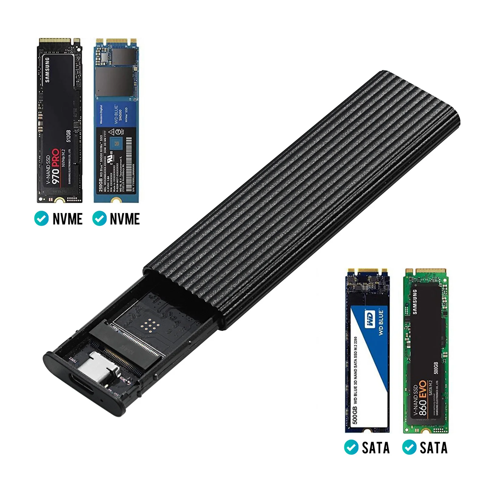 Корпус для жесткого диска M.2 SATA NVME на USB 3,1, двойной протокол, корпус из алюминиевого сплава 10 Гбит/с
Корпус для жесткого диска M.2 SATA NVME на USB 3,1, двойной протокол, корпус из алюминиевого сплава 10 Гбит/с