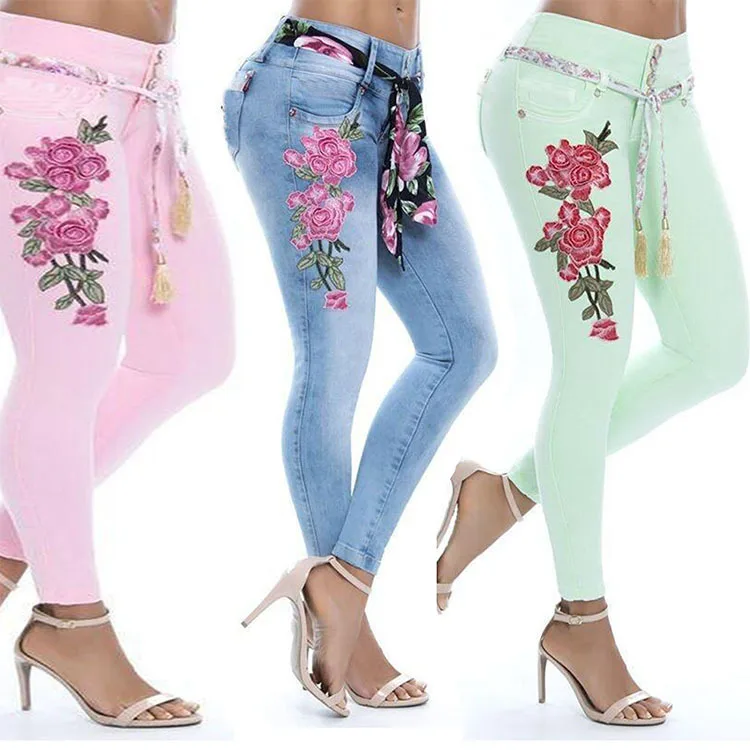 Women's 2021 summer new fashion embroidered high elastic jeans feet pants
Women's 2021 summer new fashion embroidered high elastic jeans feet pants