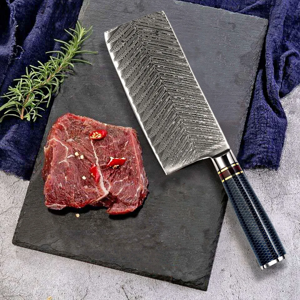 Damascus steel western style VG10 kitchen knife honeycomb resin handle sushi sashimi knife slice meat cleaver
Damascus steel western style VG10 kitchen knife honeycomb resin handle sushi sashimi knife slice meat cleaver