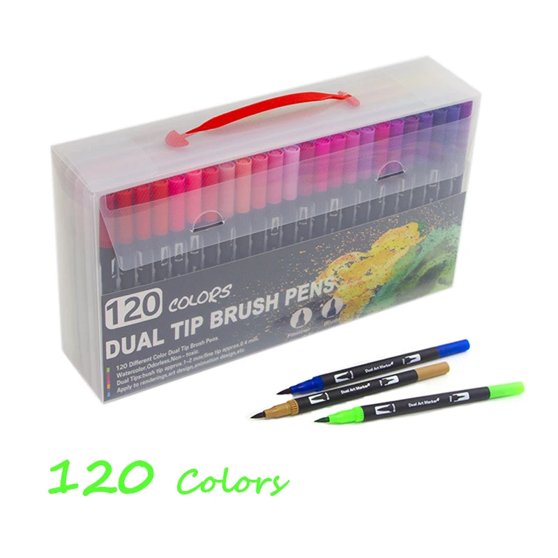In Stock 12/24/36/48/60/72/100/120 Colors Set Drawing Lettering Calligraphy Fineliner Dual Tips Watercolor Art Marker Brush pen
In Stock 12/24/36/48/60/72/100/120 Colors Set Drawing Lettering Calligraphy Fineliner Dual Tips Watercolor Art Marker Brush pen