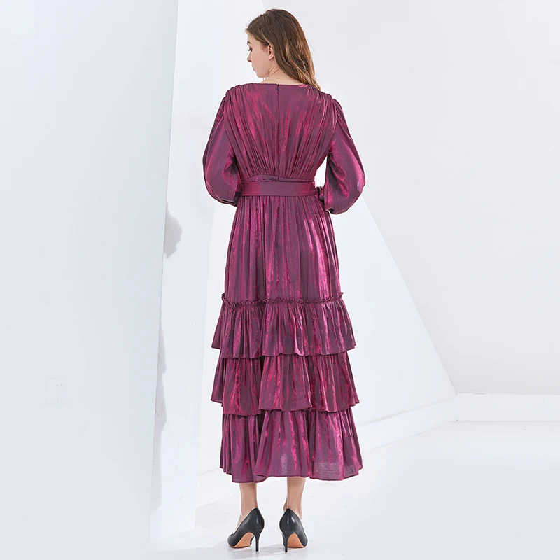 TWOTWINSTYLE Vintage Dress For Women V Neck Puff Long Sleeve Ruched High Waist Sashes Elegant Mid Dresses Female 2021 Autumn New 
TWOTWINSTYLE Vintage Dress For Women V Neck Puff Long Sleeve Ruched High Waist Sashes Elegant Mid Dresses Female 2021 Autumn New