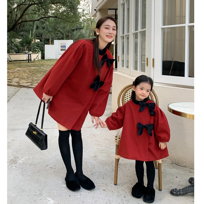 Christmas Family Matching Outfits Bow-knot Woolen Coat Mother Daughter New Year Red Festive Sweet Style Jacket Kids Winter Tops
Christmas Family Matching Outfits Bow-knot Woolen Coat Mother Daughter New Year Red Festive Sweet Style Jacket Kids Winter Tops