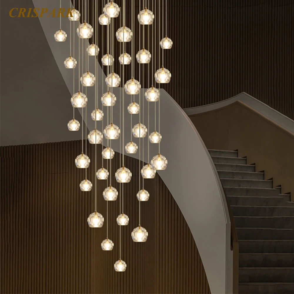 

Contemporary LED Chandelier Lighting Luxury Clear Crystal Pendant Lamp Kitchen Island Cristal Light Stairs Hanging Light Fixture