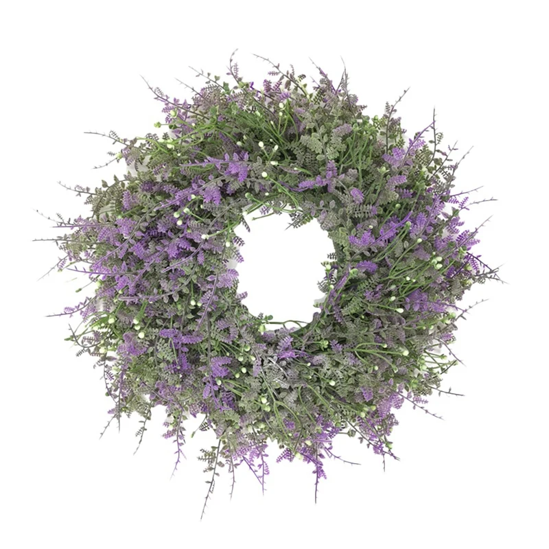 

Artificial Purple Fragrant Grass Spring Wreath for Front Door Window Wall Window Wedding Party Farmhouse Home Decor