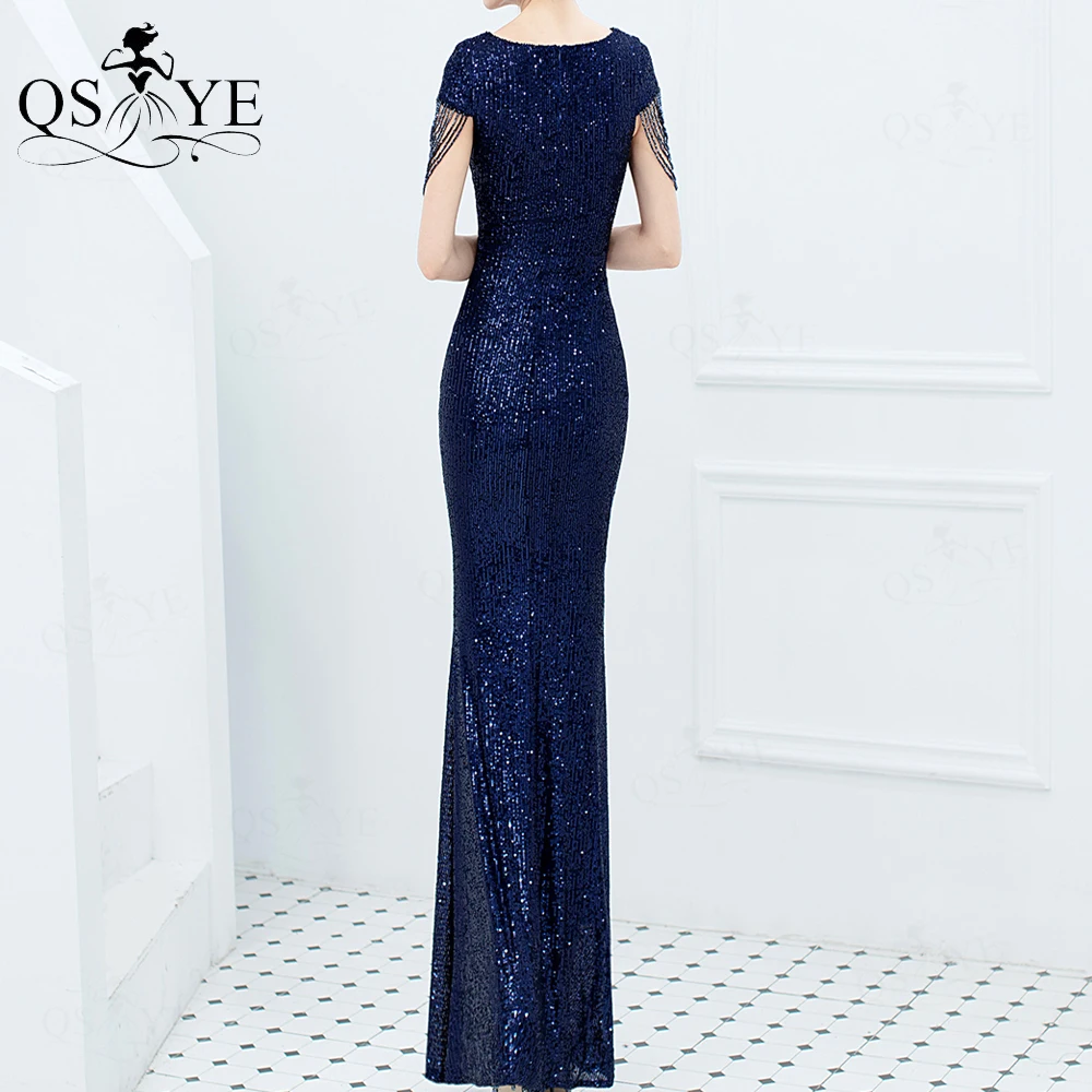 Navy Sequin Evening Dresses Bead Cap Sleeves Prom Gown Elegant Glitter Pattern Lace Formal Party Weman Plus Size Mermaid Gown
Navy Sequin Evening Dresses Bead Cap Sleeves Prom Gown Elegant Glitter Pattern Lace Formal Party Weman Plus Size Mermaid Gown