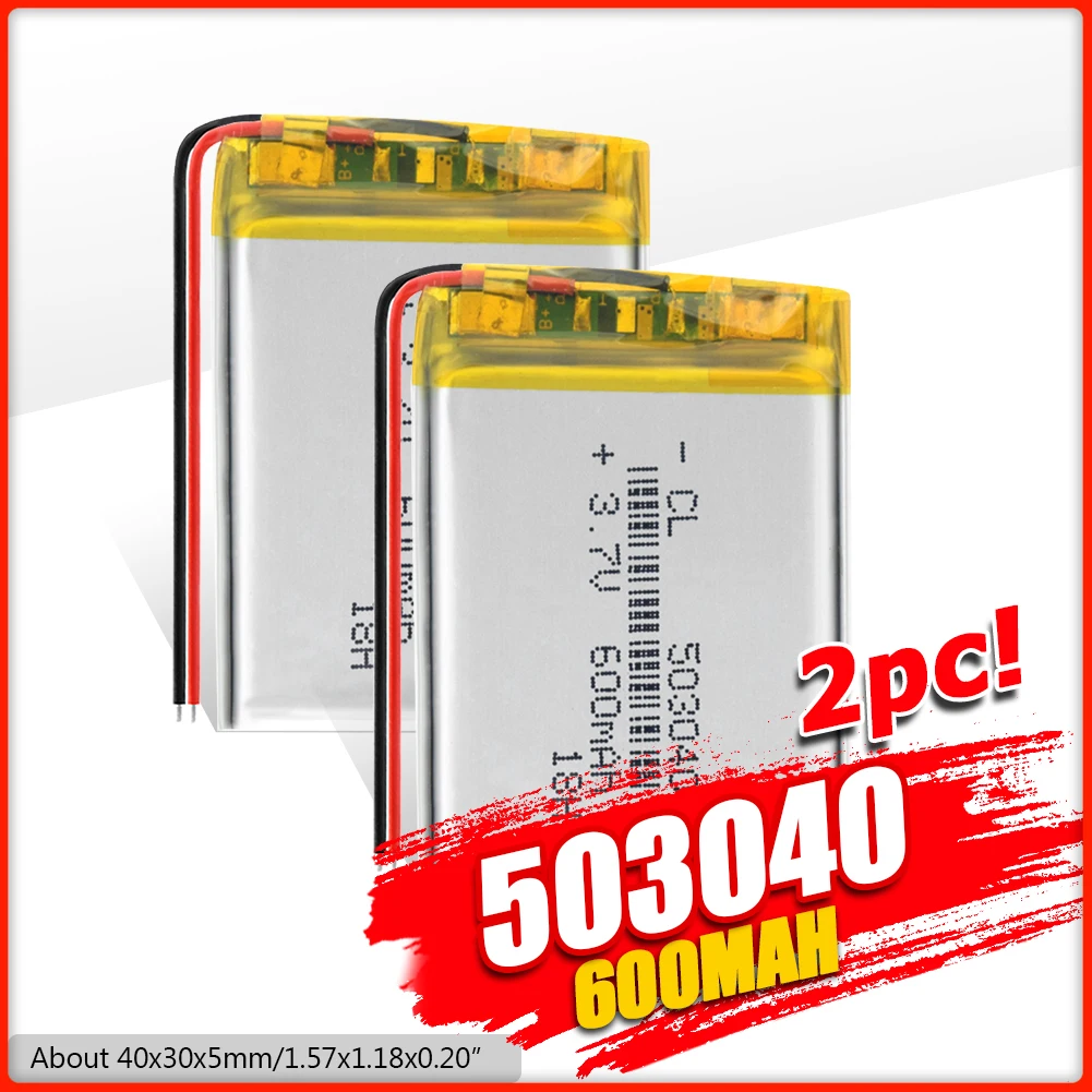 YCDC 3.7V 503040 600mAh Li-Po Rechargeable Batteries For GPS PDA Camera PSP Toys Remote Lithium Polymer Battery Replacement
YCDC 3.7V 503040 600mAh Li-Po Rechargeable Batteries For GPS PDA Camera PSP Toys Remote Lithium Polymer Battery Replacement