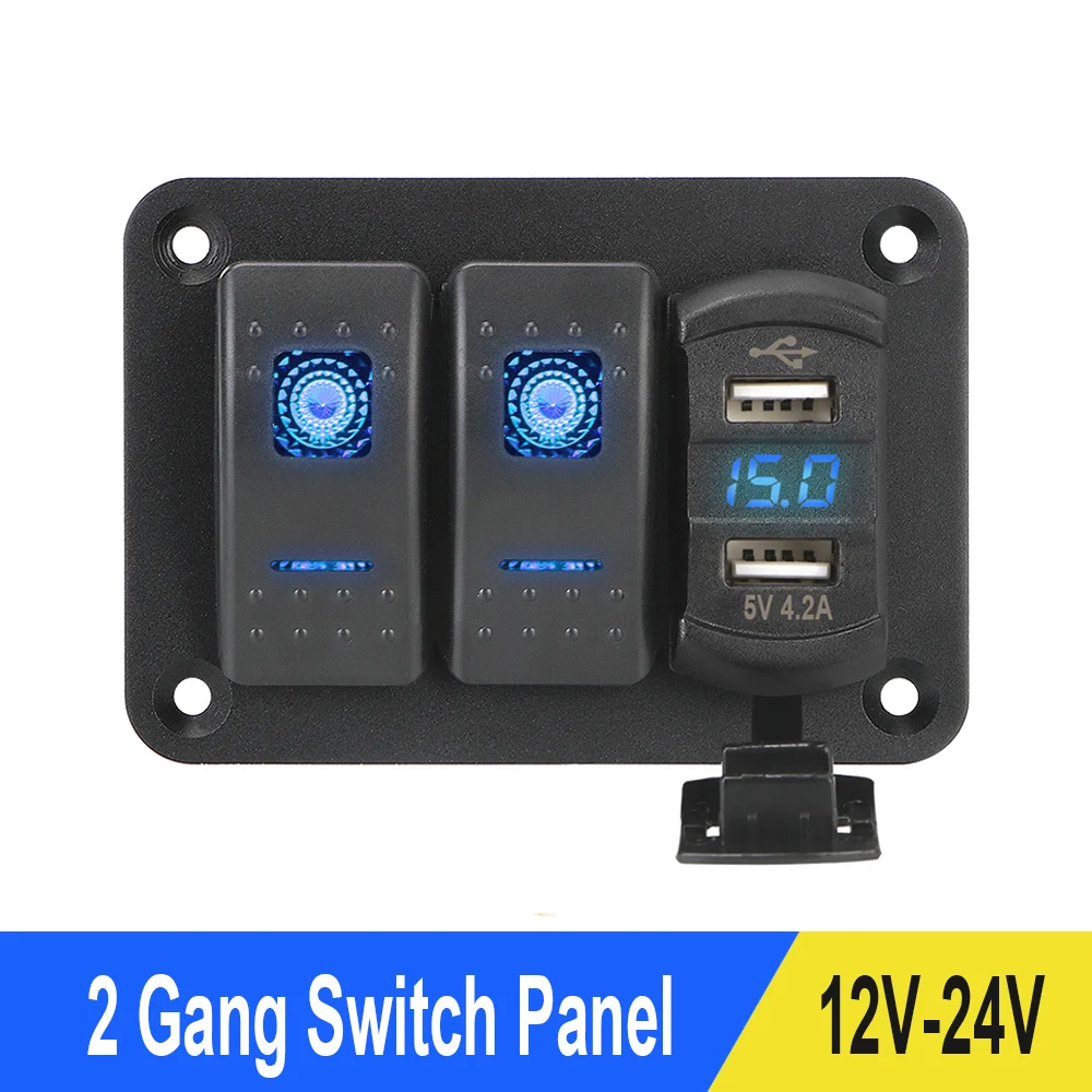 12/24V 2 Gang Rocker Switch Panel For Car RV Truck ATV Ship Marine LED Digital Voltmeter Dual USB Port Circuit Control
12/24V 2 Gang Rocker Switch Panel For Car RV Truck ATV Ship Marine LED Digital Voltmeter Dual USB Port Circuit Control