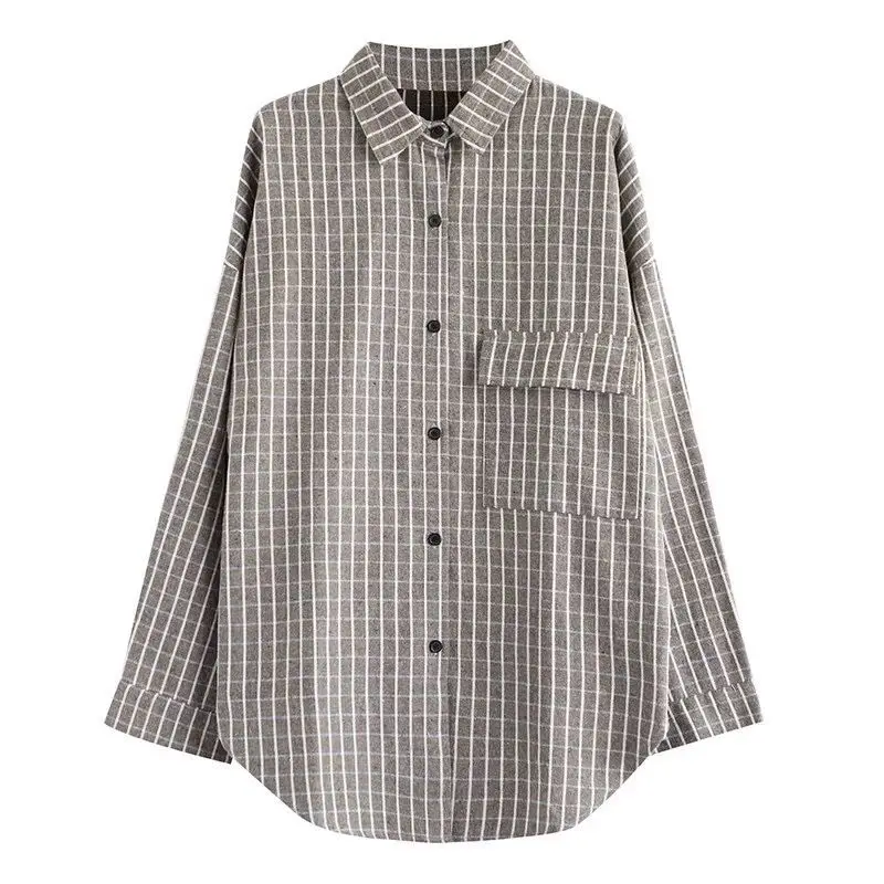 Literature and art large size women's 2021 spring and autumn plaid shirt loose show thin casual joker cardigan top tide 
Literature and art large size women's 2021 spring and autumn plaid shirt loose show thin casual joker cardigan top tide