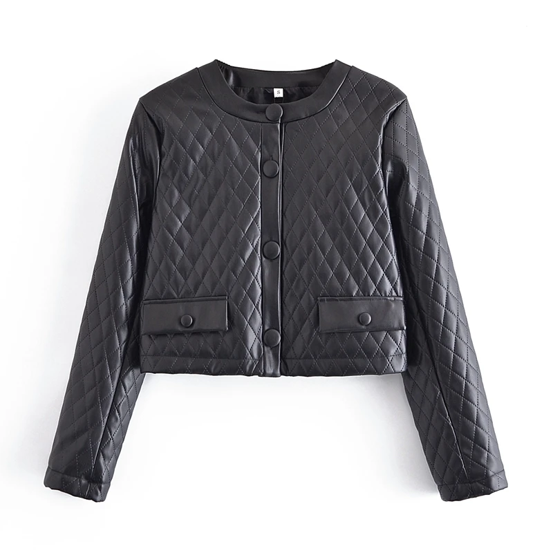 Women Pu Leather Jacket Casual Autumn Long Sleeve Plaid Faux Leather O neck Blazer Jacket Outwear Streetwear
Women Pu Leather Jacket Casual Autumn Long Sleeve Plaid Faux Leather O neck Blazer Jacket Outwear Streetwear