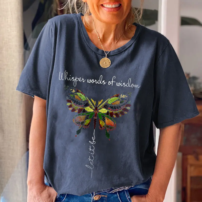 Whisper Words Of Wisdom Butterfly Printed Summer T Shirt Women Pulovers Cotton Short Sleeves T-Shirt Harajuku Casual T-Shirt
Whisper Words Of Wisdom Butterfly Printed Summer T Shirt Women Pulovers Cotton Short Sleeves T-Shirt Harajuku Casual T-Shirt