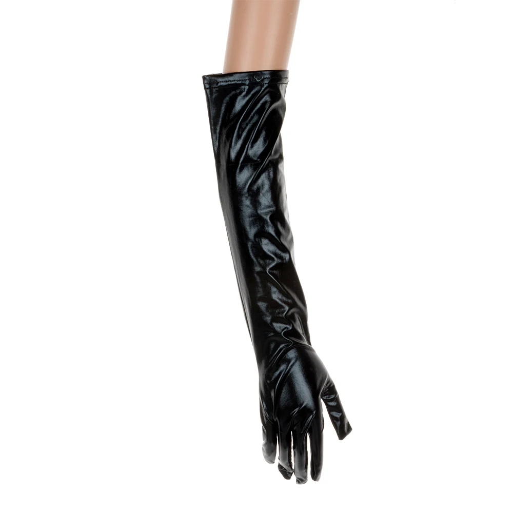 Сексуальные Длинные латексные перчатки для взрослых черные женские бедра поп