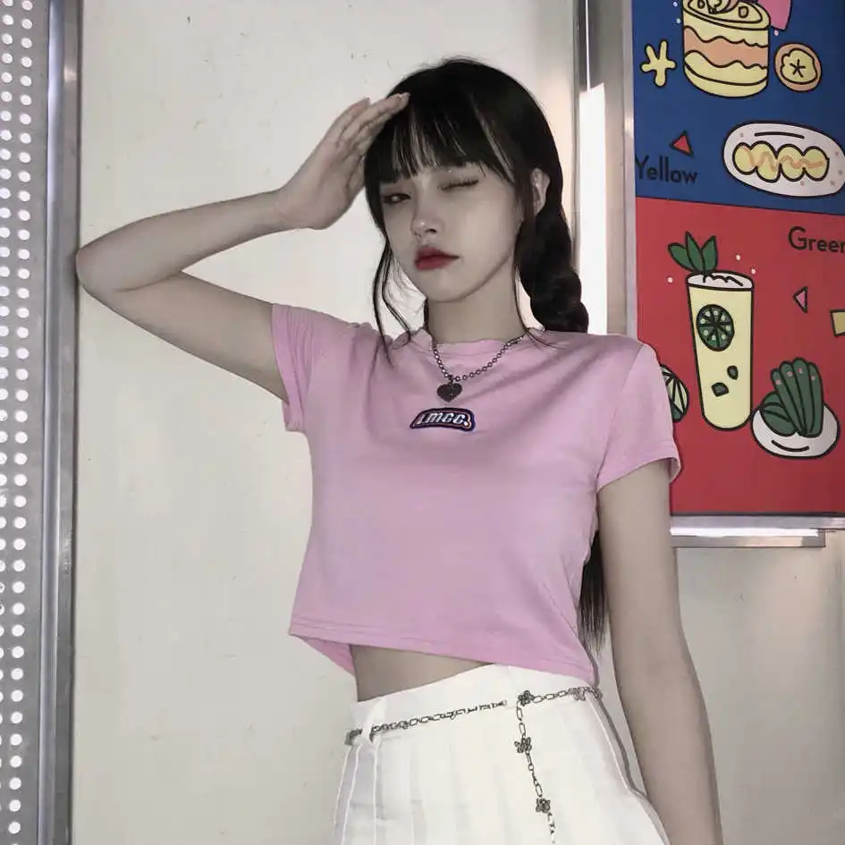 Женская футболка с коротким рукавом универсальная свободная в корейском ретро