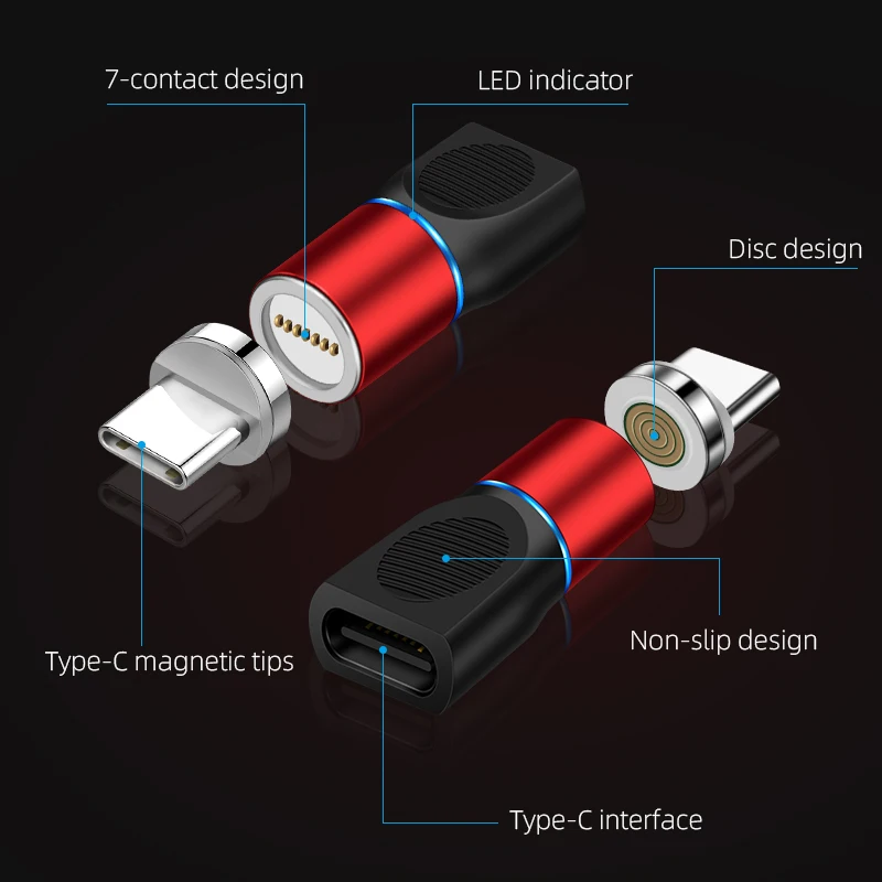 Магнитный зарядный адаптер USB C на Type Тип для кабеля Type-C микро-USB-коннектор |