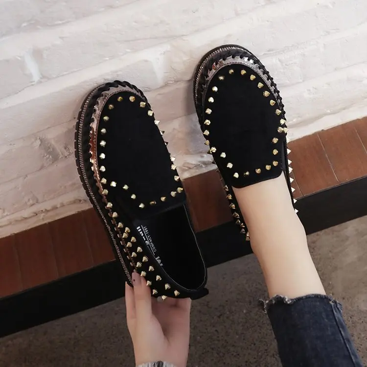 Women Round Toe Female Shoes Modis Rivets Studs Clogs Platform All-Match Slip-on Casual Sneaker Loafers With Fur Dress 2021 Cree
Women Round Toe Female Shoes Modis Rivets Studs Clogs Platform All-Match Slip-on Casual Sneaker Loafers With Fur Dress 2021 Cree
