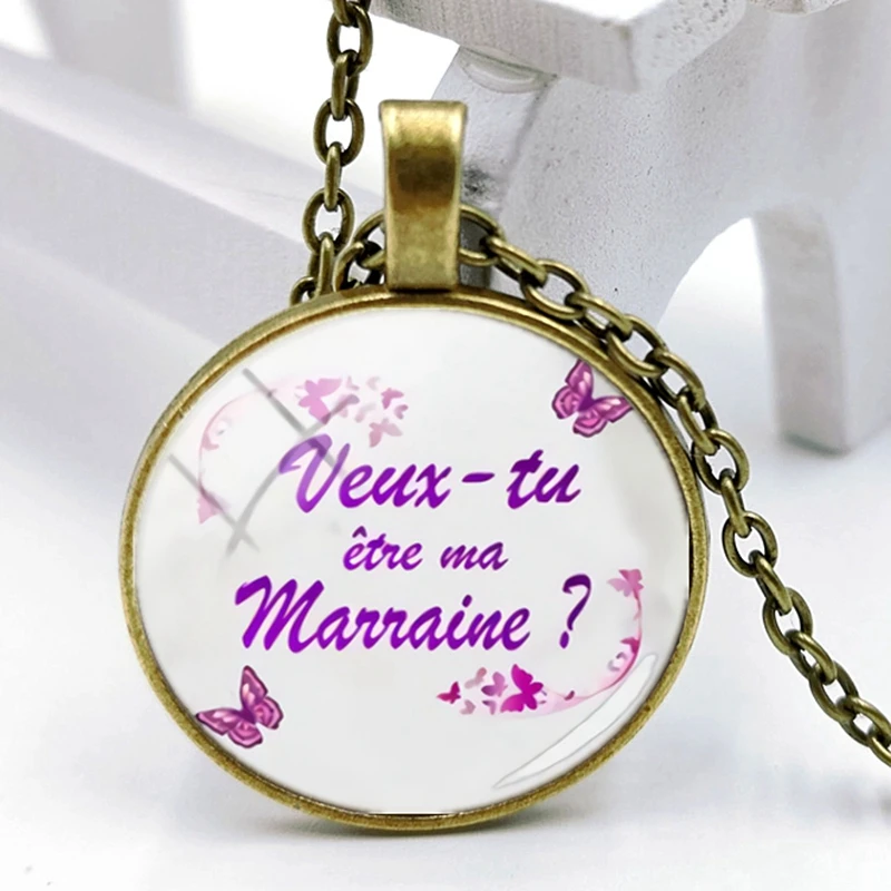 New Veux Tu Etre Ma Marraine Necklace Glass Convex Personality Pendant Necklace Gift Wanted To Be My Godmother 
New Veux Tu Etre Ma Marraine Necklace Glass Convex Personality Pendant Necklace Gift Wanted To Be My Godmother