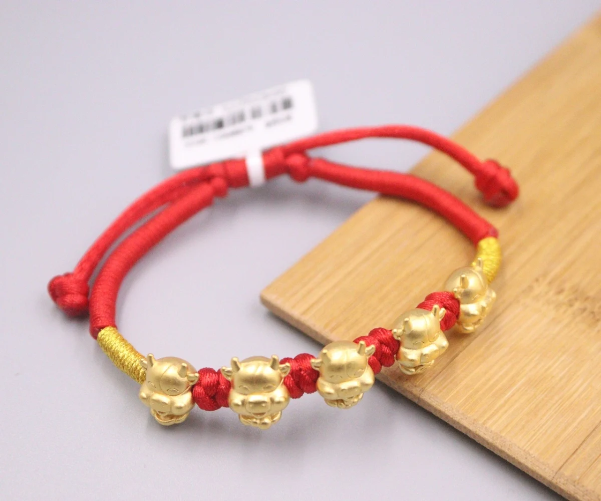 New Real 24K Yellow Gold Bracelet 11x9mm Five Lovely Cattle Hand-Woven Bracelets For Woman
New Real 24K Yellow Gold Bracelet 11x9mm Five Lovely Cattle Hand-Woven Bracelets For Woman