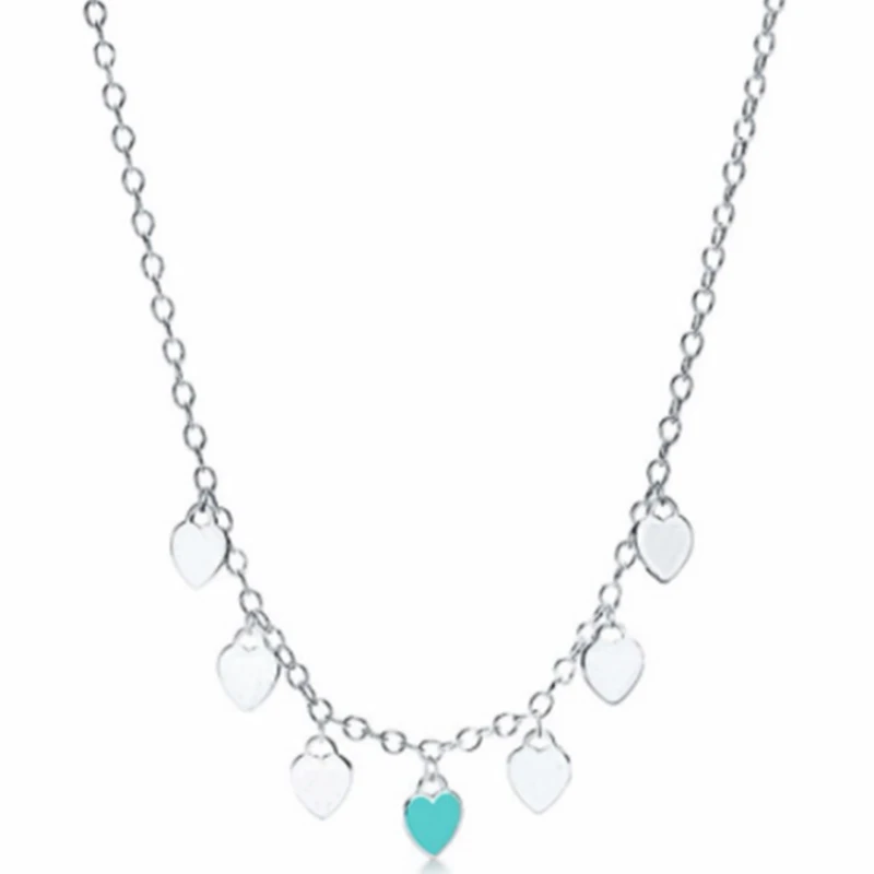 Women's S925 Sterling Silver Classic Blue Enamel Heart Pendant O-shaped Necklace 
Women's S925 Sterling Silver Classic Blue Enamel Heart Pendant O-shaped Necklace