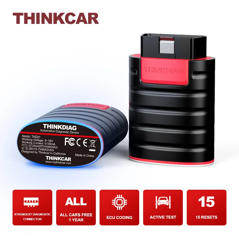 

THINKCAR ThinkDiag OBD2 Scanner All Cars Free Code Reader Full Systems Bluetooth Auto Diagnostic Tools TPMS 15 Resets Programmer