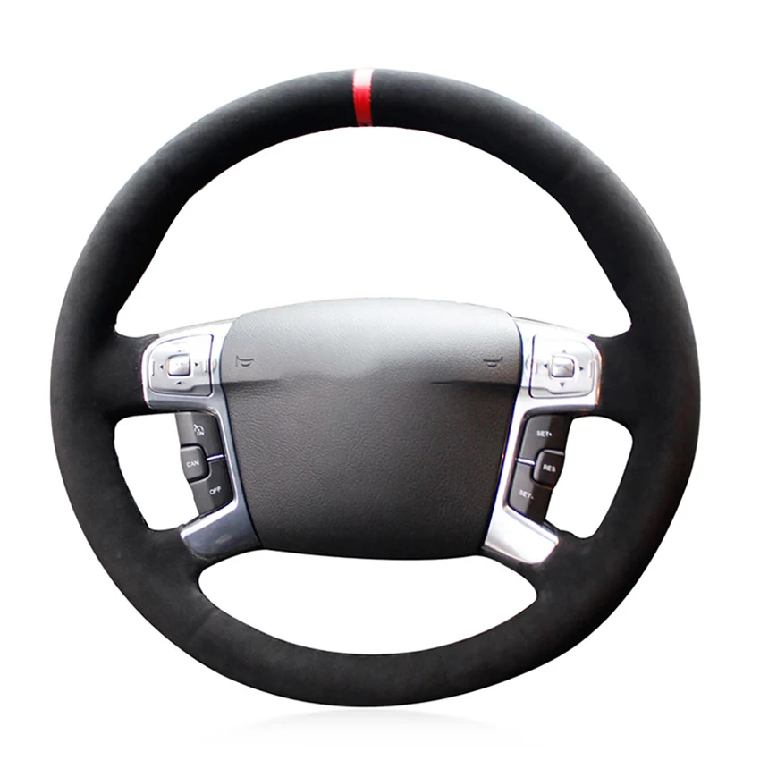 Hand-stitched Black Suede Red Marker Car Steering Wheel Cover for Ford Mondeo Galaxy S-Max 2006 2007 2008 2009 2010 2013-2015 
Hand-stitched Black Suede Red Marker Car Steering Wheel Cover for Ford Mondeo Galaxy S-Max 2006 2007 2008 2009 2010 2013-2015