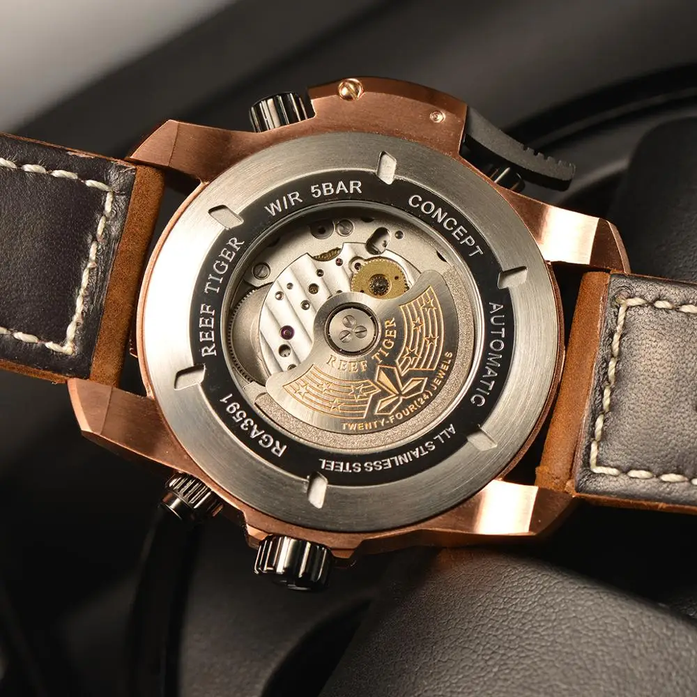 Reef Tiger/RT Top Brand Luxury Sport Automatic Stainless Steel Men Casual Fashion Leather Mechanical Waterproof Watches RGA3591 
Reef Tiger/RT Top Brand Luxury Sport Automatic Stainless Steel Men Casual Fashion Leather Mechanical Waterproof Watches RGA3591