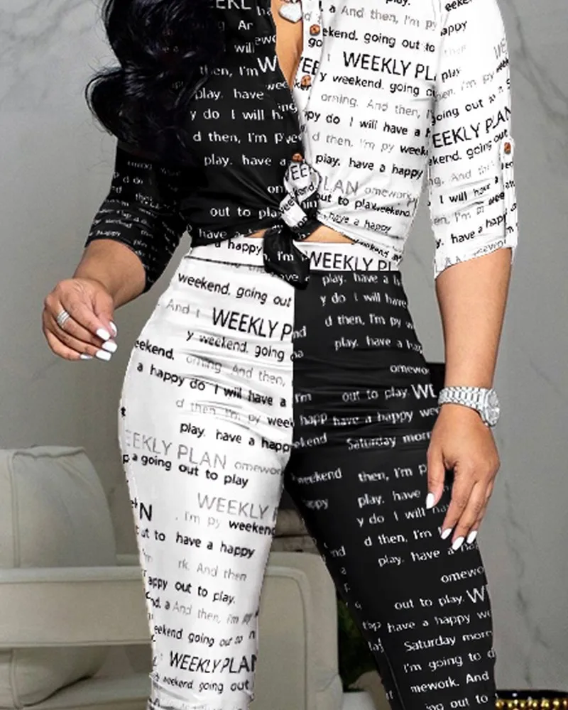 Women Fashion Casual Suit Color Matching Printing Long Sleeve Lapel Shirt Leggings Two Piece Set Slim Breathable Clothes NTZ043
Women Fashion Casual Suit Color Matching Printing Long Sleeve Lapel Shirt Leggings Two Piece Set Slim Breathable Clothes NTZ043