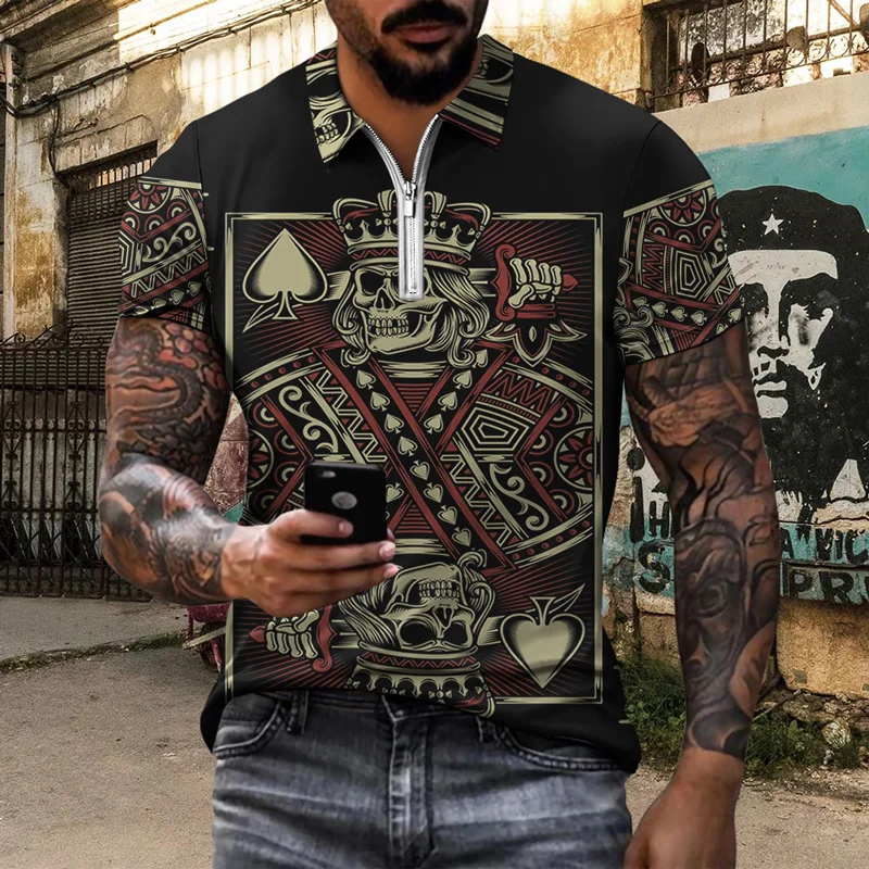 2022 Fashion Retro Skull Printed Short Sleeve Polo Shirts Casual Turn-down Collar Zipper Tops Summer Polo Shirt For Men Clothes
2022 Fashion Retro Skull Printed Short Sleeve Polo Shirts Casual Turn-down Collar Zipper Tops Summer Polo Shirt For Men Clothes