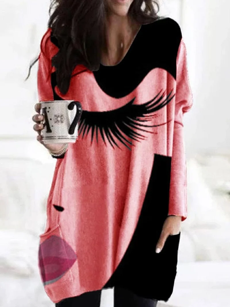 Elegant Abstract Face Printed T-Shirt New Women Long Sleeve Pullover Tops Ladies V-Neck Loose Oversized Streetwear with Pocket
Elegant Abstract Face Printed T-Shirt New Women Long Sleeve Pullover Tops Ladies V-Neck Loose Oversized Streetwear with Pocket