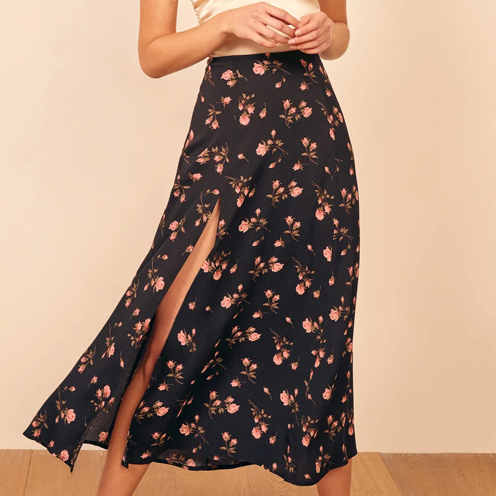 Women Skirt Fashion Elegant Vintage Black Floral Skirts Womens 2020 New High Waist Midi Skirt Sexy Side High Slit Woman Skirts
Women Skirt Fashion Elegant Vintage Black Floral Skirts Womens 2020 New High Waist Midi Skirt Sexy Side High Slit Woman Skirts