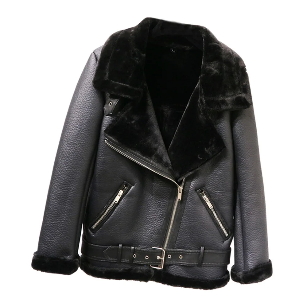 women's Haining Lapel fur integrated thickened leather coat thermal locomotive PU leather coat
women's Haining Lapel fur integrated thickened leather coat thermal locomotive PU leather coat