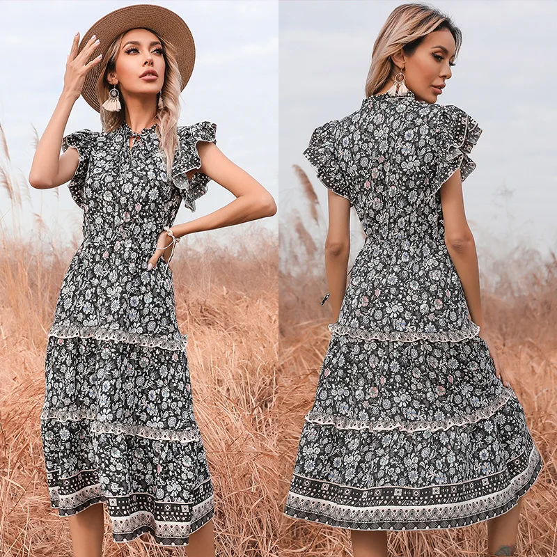 Women's Summer Long Dress Floral Black Dress Bohemian Women's Clothing 2021 Boho Dresses Ladies Vintage Dress for Women Bodycon
Women's Summer Long Dress Floral Black Dress Bohemian Women's Clothing 2021 Boho Dresses Ladies Vintage Dress for Women Bodycon