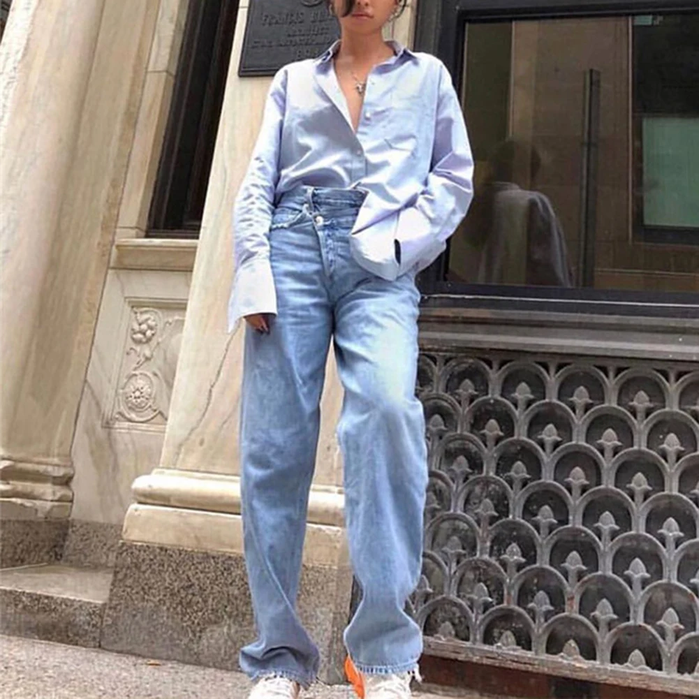 Lady Straight Leg Jeans Fashion Asymmetric Waist High Waist Jeans 90s Casual Denim Pants Streetwear Summer Autumn New
Lady Straight Leg Jeans Fashion Asymmetric Waist High Waist Jeans 90s Casual Denim Pants Streetwear Summer Autumn New