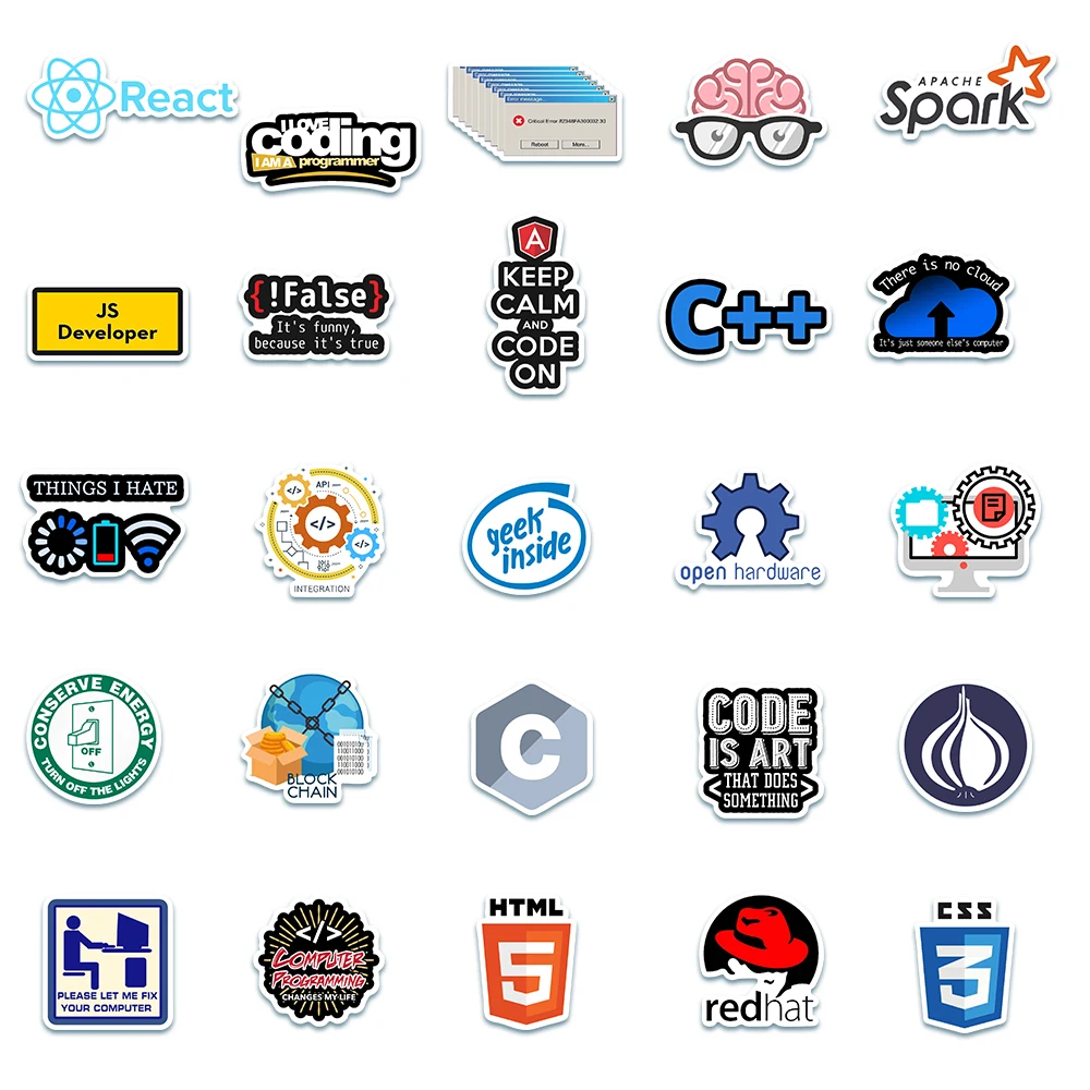 10/50 шт. программатор интернет-Java наклейки Geek Php Docker Html язык программирования