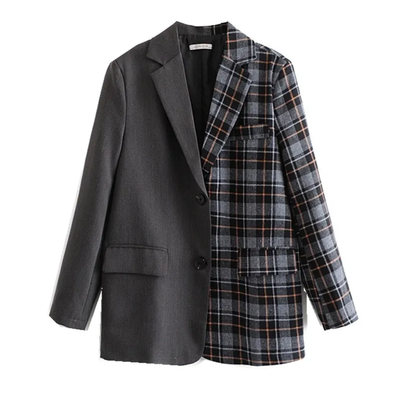 Boyfriend Friend Style Women Contrast Color Suit Coat Autumn Winter Gray Stitching Check Gingham Plaid Blazer Fashion Femme
Boyfriend Friend Style Women Contrast Color Suit Coat Autumn Winter Gray Stitching Check Gingham Plaid Blazer Fashion Femme