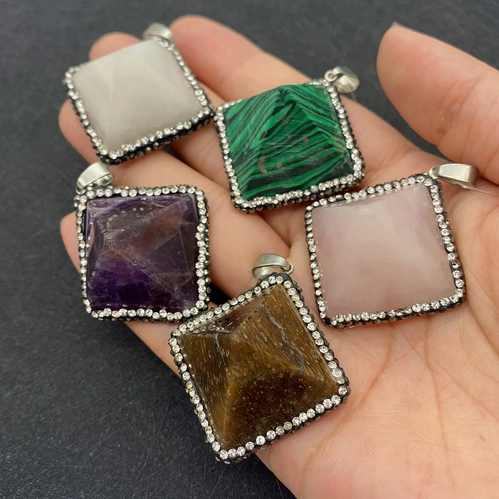 Natural Semi Precious Stone Pendant Square Green Crystal Pendant Rhinestones For DIY Necklace Jewelry Making Charm Accessories
Natural Semi Precious Stone Pendant Square Green Crystal Pendant Rhinestones For DIY Necklace Jewelry Making Charm Accessories