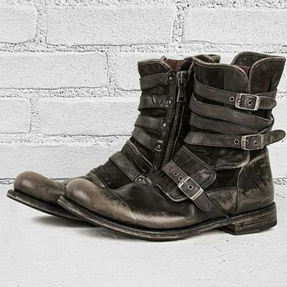 

Мужские Винтажные ботинки со шнуровкой, зимние ковбойские ботинки из натуральной кожи с высоким берцем, 2021