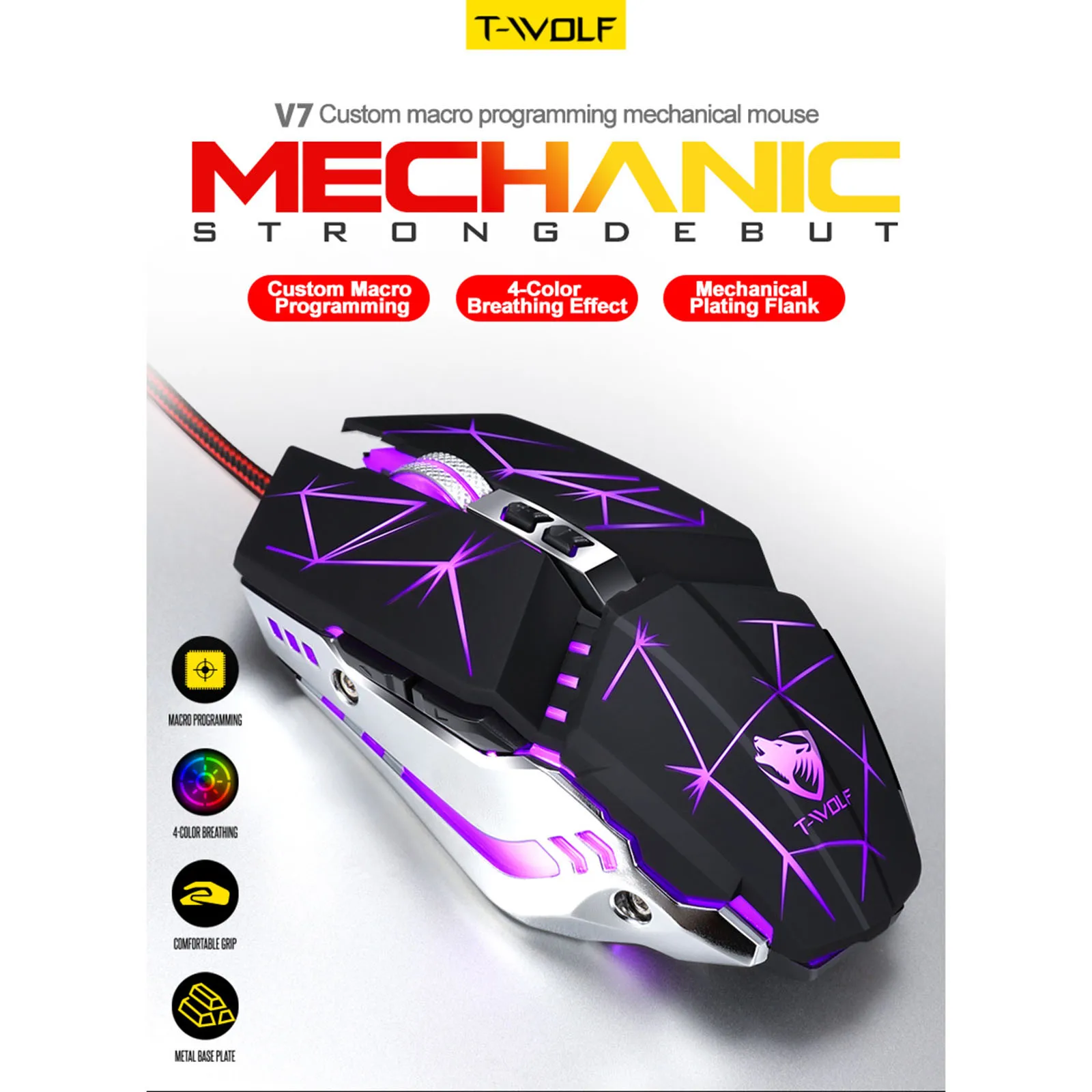Игровые мыши A4tech прочные USB 7 цветов циклические дышащие 3D 3200DPI 8 клавиш