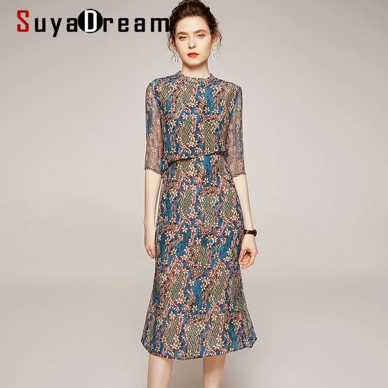 Платье SuyaDream женское длинное, 100% шелковый креп, с круглым вырезом, с рукавом до локтя, цветочное, весна-лето 2021
Платье SuyaDream женское длинное, 100% шелковый креп, с круглым вырезом, с рукавом до локтя, цветочное, весна-лето 2021