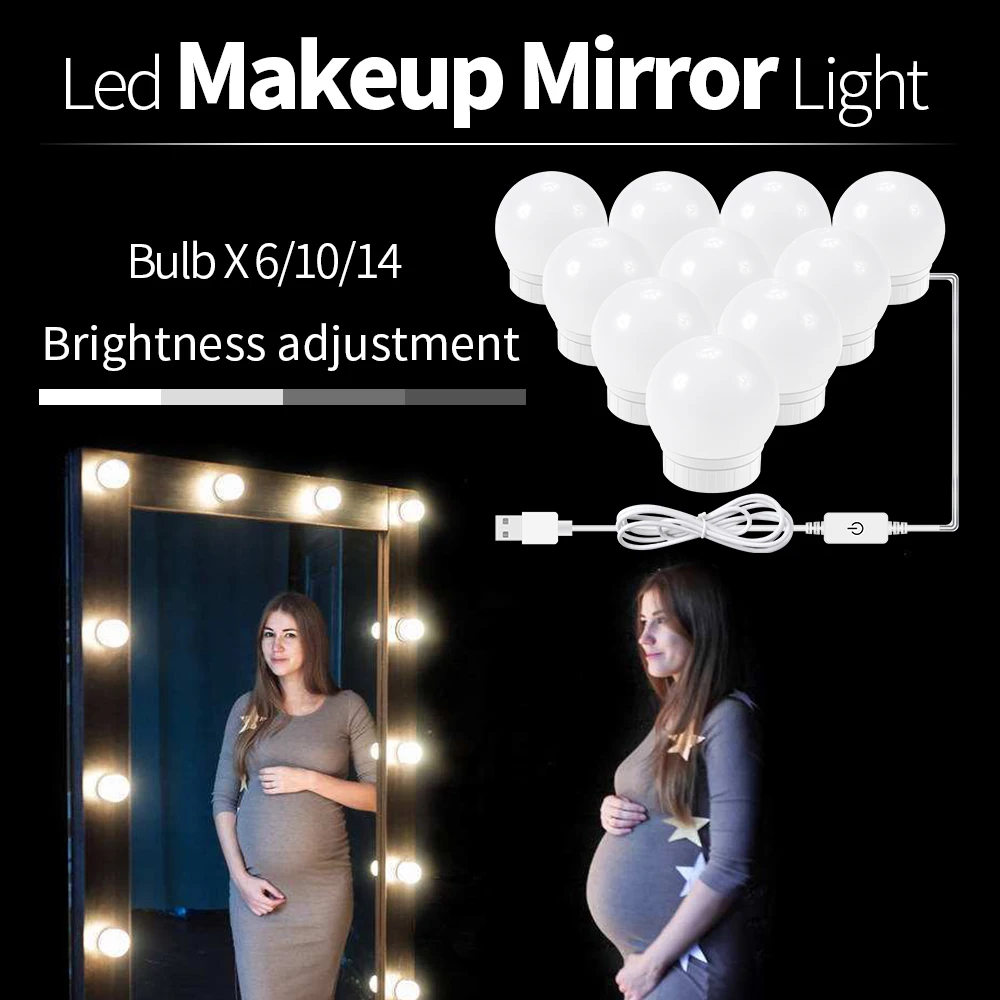 5V Vanity Selfie Beauty Lamp USB Full Backlit Mirror Light LED Hollywood Touch Dimming Makeup Lamp 2 6 10 14Bulbs Cosmetic Bulb
5V Vanity Selfie Beauty Lamp USB Full Backlit Mirror Light LED Hollywood Touch Dimming Makeup Lamp 2 6 10 14Bulbs Cosmetic Bulb